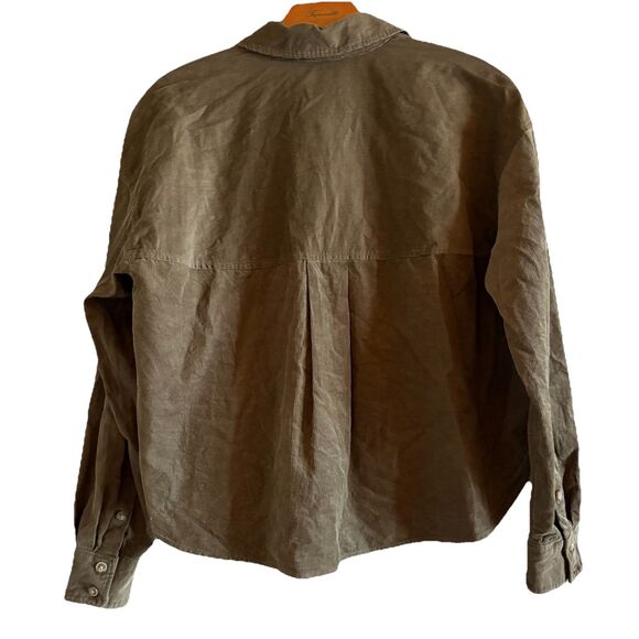 Madewell Corduroy Hartfield Crop Long Sleeve Shirt,‎ Women SZ Small, Moss Green - Picture 4 of 9